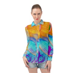 Artwork Digital Art Fractal Colors Long Sleeve Chiffon Shirt