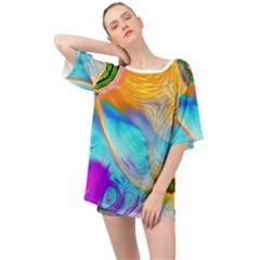 Artwork Digital Art Fractal Colors Oversized Chiffon Top by Pakrebo