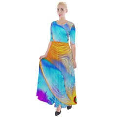 Artwork Digital Art Fractal Colors Half Sleeves Maxi Dress