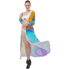 Artwork Digital Art Fractal Colors Maxi Chiffon Beach Wrap by Pakrebo