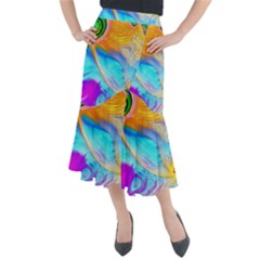 Artwork Digital Art Fractal Colors Midi Mermaid Skirt