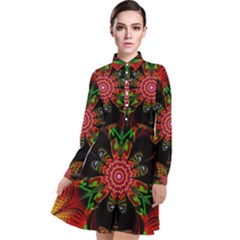 Artwork Art Fractal Flower Design Long Sleeve Chiffon Shirt Dress by Pakrebo