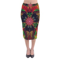 Artwork Art Fractal Flower Design Velvet Midi Pencil Skirt by Pakrebo