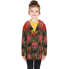 Artwork Art Fractal Flower Design Kids  Double Breasted Button Coat