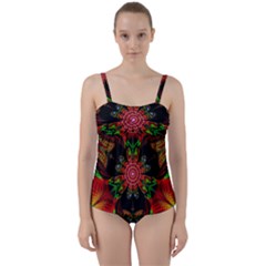 Artwork Art Fractal Flower Design Twist Front Tankini Set by Pakrebo