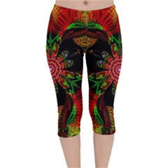 Artwork Art Fractal Flower Design Velvet Capri Leggings 