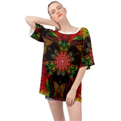 Artwork Art Fractal Flower Design Oversized Chiffon Top