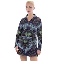 Fractal Abstract Art Artwork Women s Long Sleeve Casual Dress