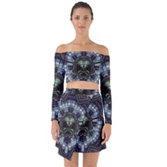 Fractal Abstract Art Artwork Off Shoulder Top With Skirt Set by Pakrebo