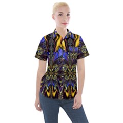 Abstract Art Artwork Fractal Design Women s Short Sleeve Pocket Shirt