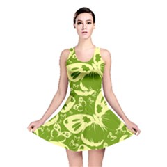 Butterflies Pattern Background Green Decoration Repeating Style Sketch Reversible Skater Dress by fashionpod