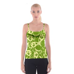 Butterflies Pattern Background Green Decoration Repeating Style Sketch Spaghetti Strap Top by fashionpod