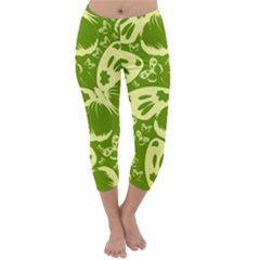 Butterflies Pattern Background Green Decoration Repeating Style Sketch Capri Winter Leggings  by fashionpod