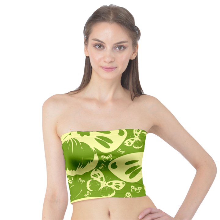 Butterflies Pattern Background Green Decoration Repeating Style Sketch Tube Top