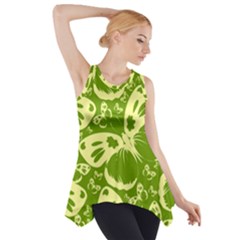 Butterflies Pattern Background Green Decoration Repeating Style Sketch Side Drop Tank Tunic by fashionpod