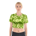 Butterflies Pattern Background Green Decoration Repeating Style Sketch Cotton Crop Top View1