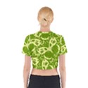 Butterflies Pattern Background Green Decoration Repeating Style Sketch Cotton Crop Top View2