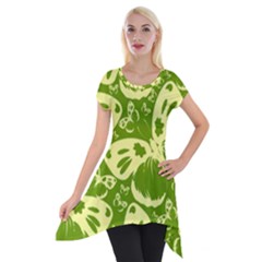 Butterflies Pattern Background Green Decoration Repeating Style Sketch Short Sleeve Side Drop Tunic by fashionpod