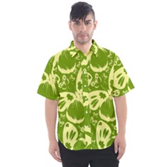 Butterflies Pattern Background Green Decoration Repeating Style Sketch Men s Short Sleeve Shirt