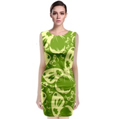 Butterflies Pattern Background Green Decoration Repeating Style Sketch Sleeveless Velvet Midi Dress