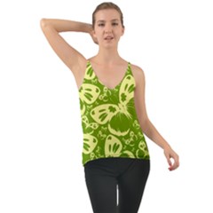 Butterflies Pattern Background Green Decoration Repeating Style Sketch Chiffon Cami by fashionpod