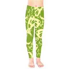 Butterflies Pattern Background Green Decoration Repeating Style Sketch Kids  Legging