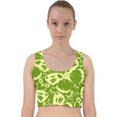 Butterflies Pattern Background Green Decoration Repeating Style Sketch Velvet Racer Back Crop Top