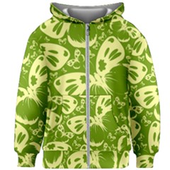 Butterflies Pattern Background Green Decoration Repeating Style Sketch Kids  Zipper Hoodie Without Drawstring