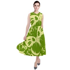 Butterflies Pattern Background Green Decoration Repeating Style Sketch Round Neck Boho Dress by fashionpod