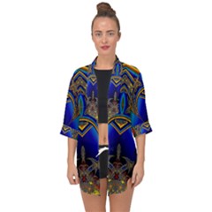 Abstract Art Design Digital Art Image Open Front Chiffon Kimono by Pakrebo