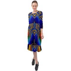 Abstract Art Design Digital Art Image Ruffle End Midi Chiffon Dress