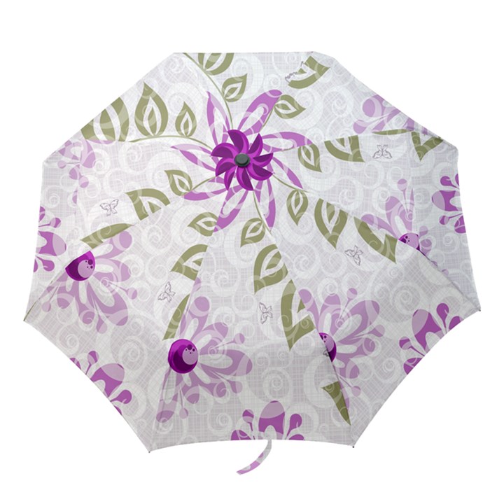 Beautiful Purple Flower Butterflies Pattern Folding Umbrellas