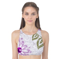 Beautiful Purple Flower Butterflies Pattern Tank Bikini Top