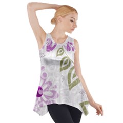 Beautiful Purple Flower Butterflies Pattern Side Drop Tank Tunic by fashionpod