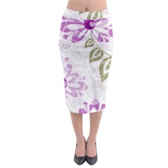 Beautiful Purple Flower Butterflies Pattern Midi Pencil Skirt by fashionpod