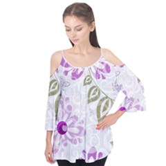 Beautiful Purple Flower Butterflies Pattern Flutter Tees