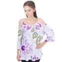 Beautiful Purple Flower Butterflies Pattern Flutter Tees View1