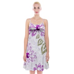 Beautiful Purple Flower Butterflies Pattern Spaghetti Strap Velvet Dress by fashionpod