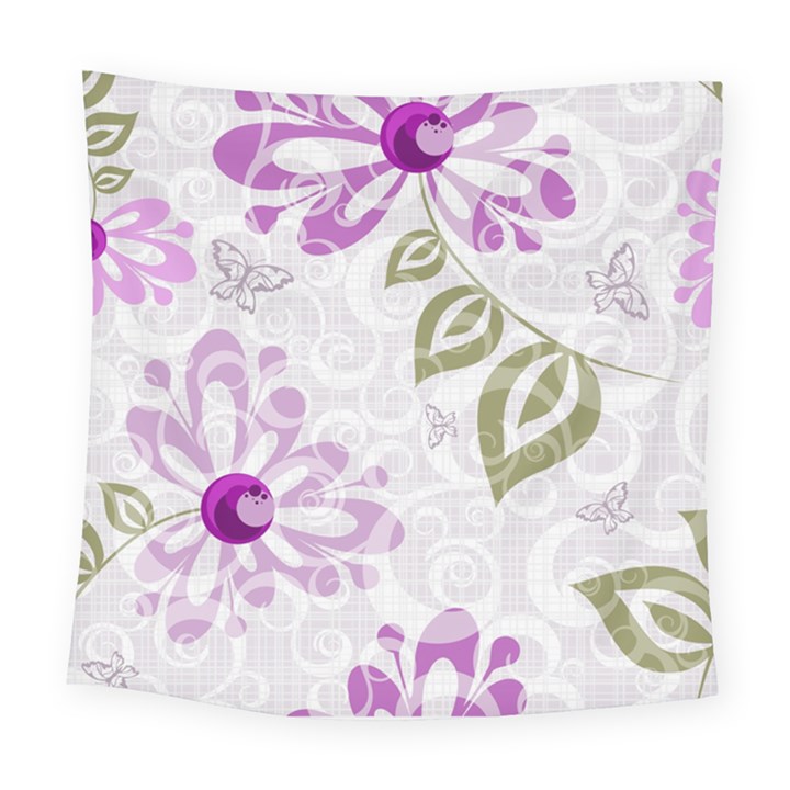 Beautiful Purple Flower Butterflies Pattern Square Tapestry (Large)