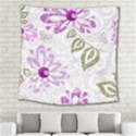 Beautiful Purple Flower Butterflies Pattern Square Tapestry (Large) View2