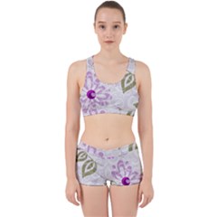 Beautiful Purple Flower Butterflies Pattern Work It Out Gym Set