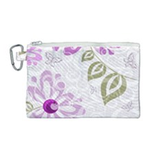 Beautiful Purple Flower Butterflies Pattern Canvas Cosmetic Bag (medium) by fashionpod