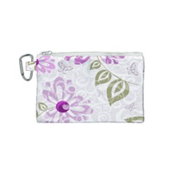 Beautiful Purple Flower Butterflies Pattern Canvas Cosmetic Bag (small)