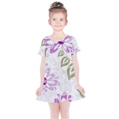 Beautiful Purple Flower Butterflies Pattern Kids  Simple Cotton Dress