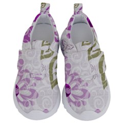 Beautiful Purple Flower Butterflies Pattern Kids  Velcro No Lace Shoes