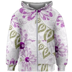 Beautiful Purple Flower Butterflies Pattern Kids  Zipper Hoodie Without Drawstring