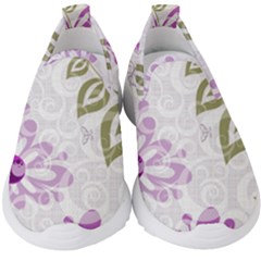 Beautiful Purple Flower Butterflies Pattern Kids  Slip On Sneakers