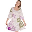 Beautiful Purple Flower Butterflies Pattern Velour Kimono Dress View1