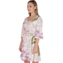 Beautiful Purple Flower Butterflies Pattern Velour Kimono Dress View2