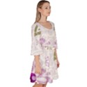 Beautiful Purple Flower Butterflies Pattern Velour Kimono Dress View3